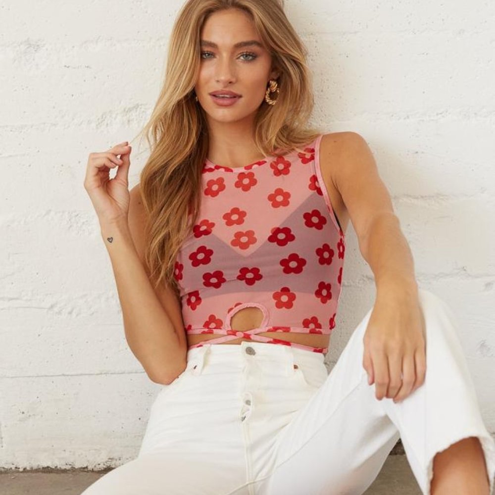 Zuri Floral Mesh Tank
